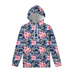 Pink Rose Flower Camouflage Print Pullover Hoodie