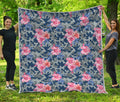 Pink Rose Flower Camouflage Print Quilt