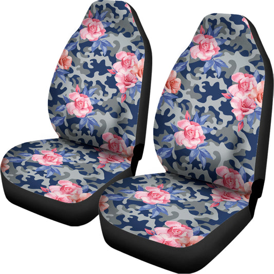 Pink Rose Flower Camouflage Print Universal Fit Car Seat Covers