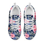 Pink Rose Flower Camouflage Print White Sneakers