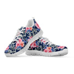 Pink Rose Flower Camouflage Print White Sneakers