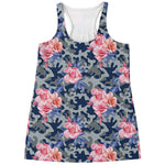 Pink Rose Flower Camouflage Print Women's Racerback Tank Top