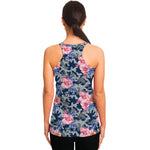 Pink Rose Flower Camouflage Print Women's Racerback Tank Top