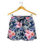 Pink Rose Flower Camouflage Print Women's Shorts