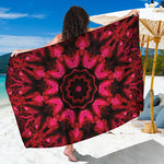 Pink Rose Kaleidoscope Print Beach Sarong Wrap