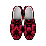 Pink Rose Kaleidoscope Print Black Slip On Shoes