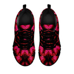 Pink Rose Kaleidoscope Print Black Sneakers