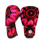 Pink Rose Kaleidoscope Print Boxing Gloves