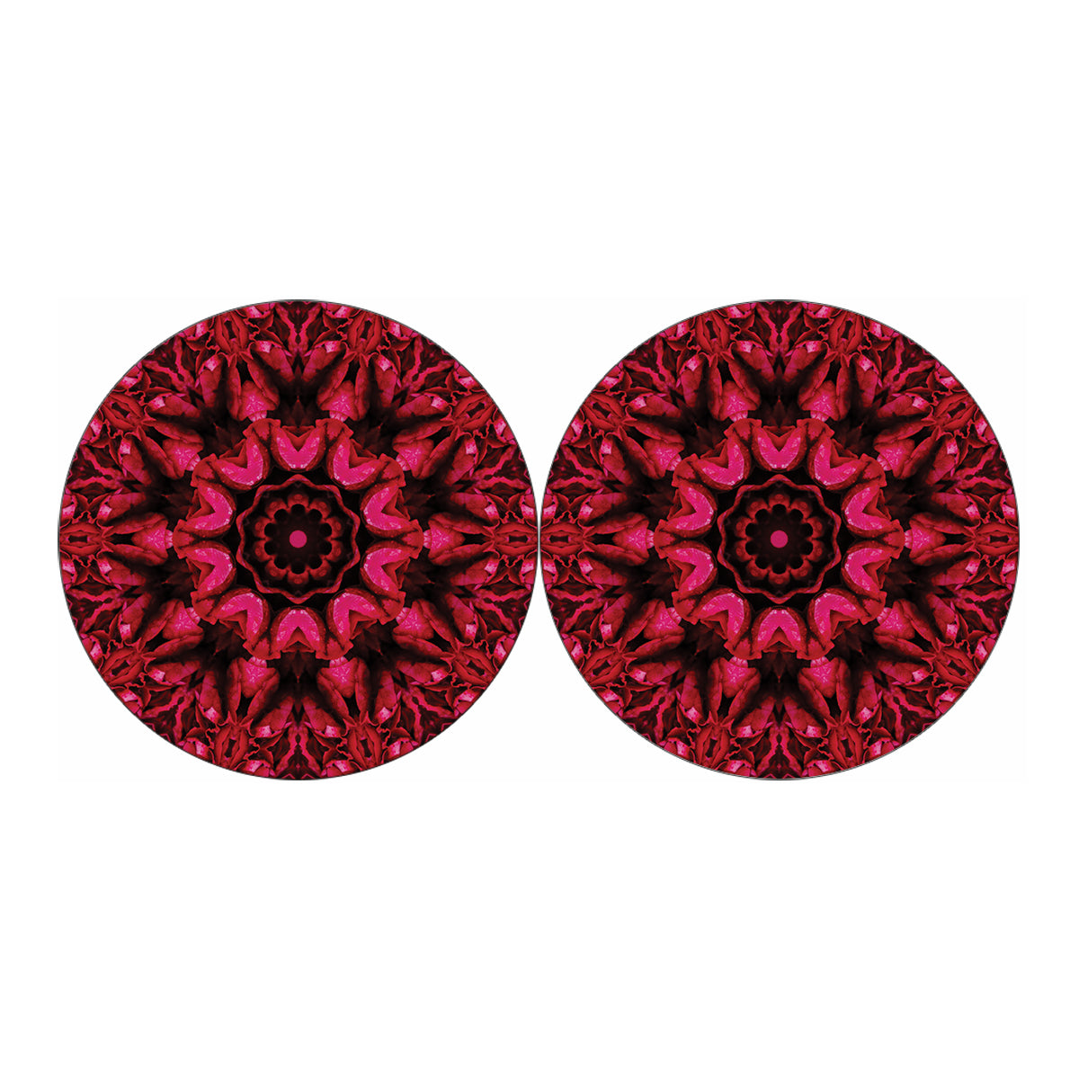 Pink Rose Kaleidoscope Print Car Coasters