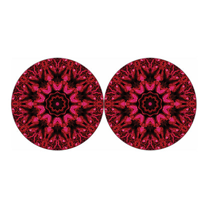 Pink Rose Kaleidoscope Print Car Coasters