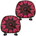Pink Rose Kaleidoscope Print Car Headrest Covers
