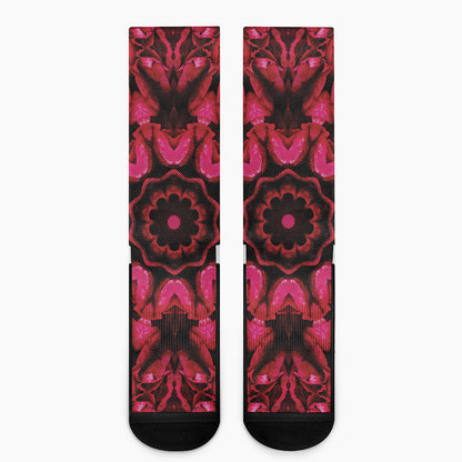 Pink Rose Kaleidoscope Print Crew Socks