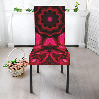 Pink Rose Kaleidoscope Print Dining Chair Slipcover