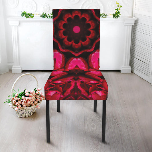 Pink Rose Kaleidoscope Print Dining Chair Slipcover