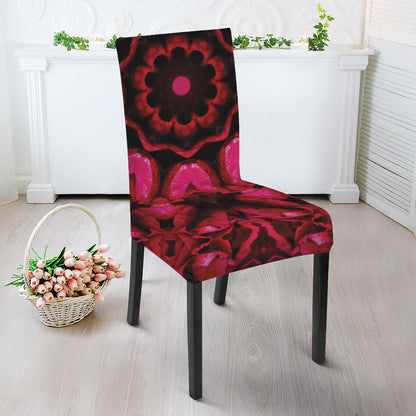 Pink Rose Kaleidoscope Print Dining Chair Slipcover
