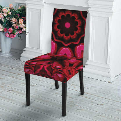 Pink Rose Kaleidoscope Print Dining Chair Slipcover