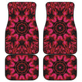 Pink Rose Kaleidoscope Print Front and Back Car Floor Mats