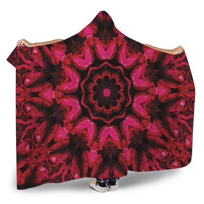 Pink Rose Kaleidoscope Print Hooded Blanket