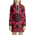 Pink Rose Kaleidoscope Print Pullover Hoodie Dress