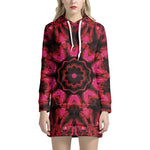 Pink Rose Kaleidoscope Print Hoodie Dress