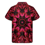 Pink Rose Kaleidoscope Print Men's Short Sleeve Shirt