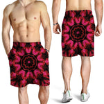 Pink Rose Kaleidoscope Print Men's Shorts