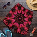 Pink Rose Kaleidoscope Print Men's Shorts