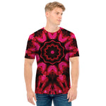 Pink Rose Kaleidoscope Print Men's T-Shirt