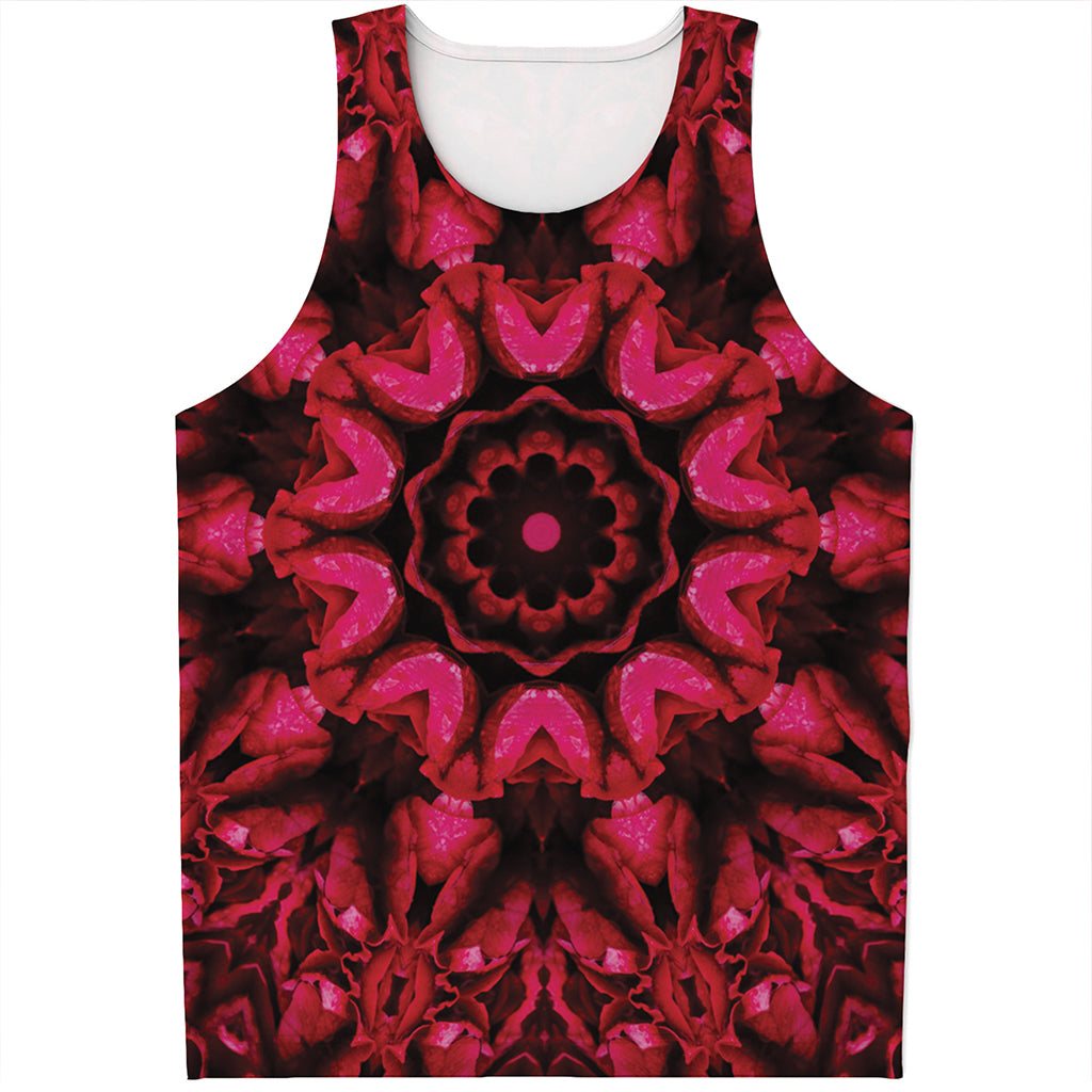 Pink Rose Kaleidoscope Print Men's Tank Top