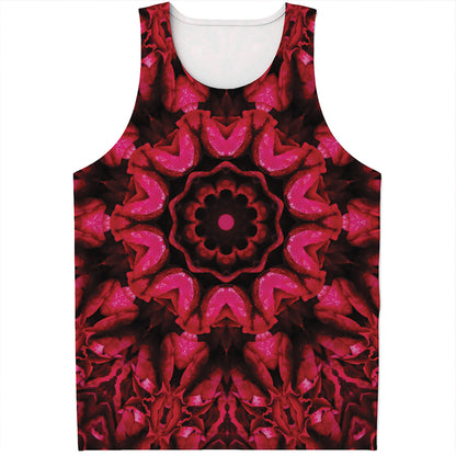 Pink Rose Kaleidoscope Print Men's Tank Top