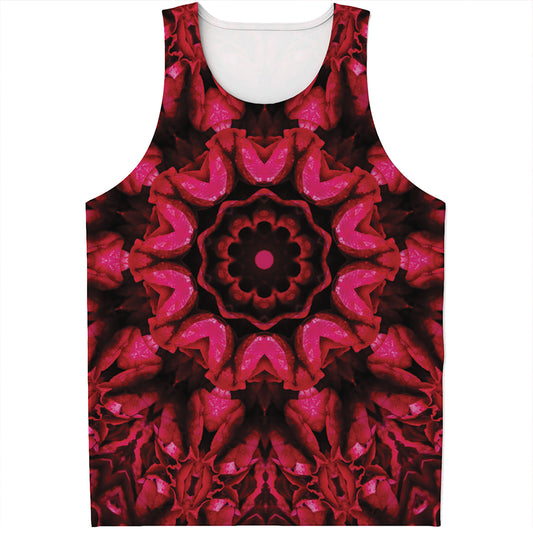 Pink Rose Kaleidoscope Print Men's Tank Top