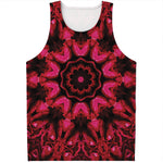 Pink Rose Kaleidoscope Print Men's Tank Top