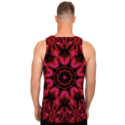 Pink Rose Kaleidoscope Print Men's Tank Top