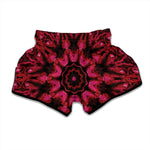 Pink Rose Kaleidoscope Print Muay Thai Boxing Shorts