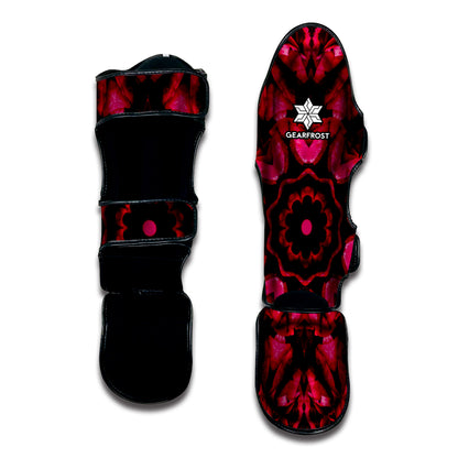 Pink Rose Kaleidoscope Print Muay Thai Shin Guard