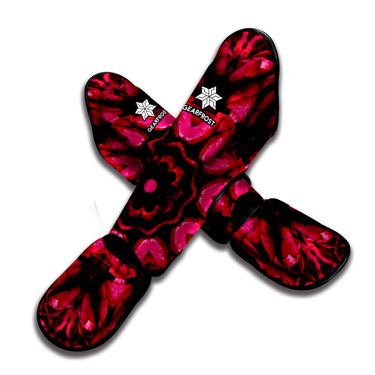 Pink Rose Kaleidoscope Print Muay Thai Shin Guard