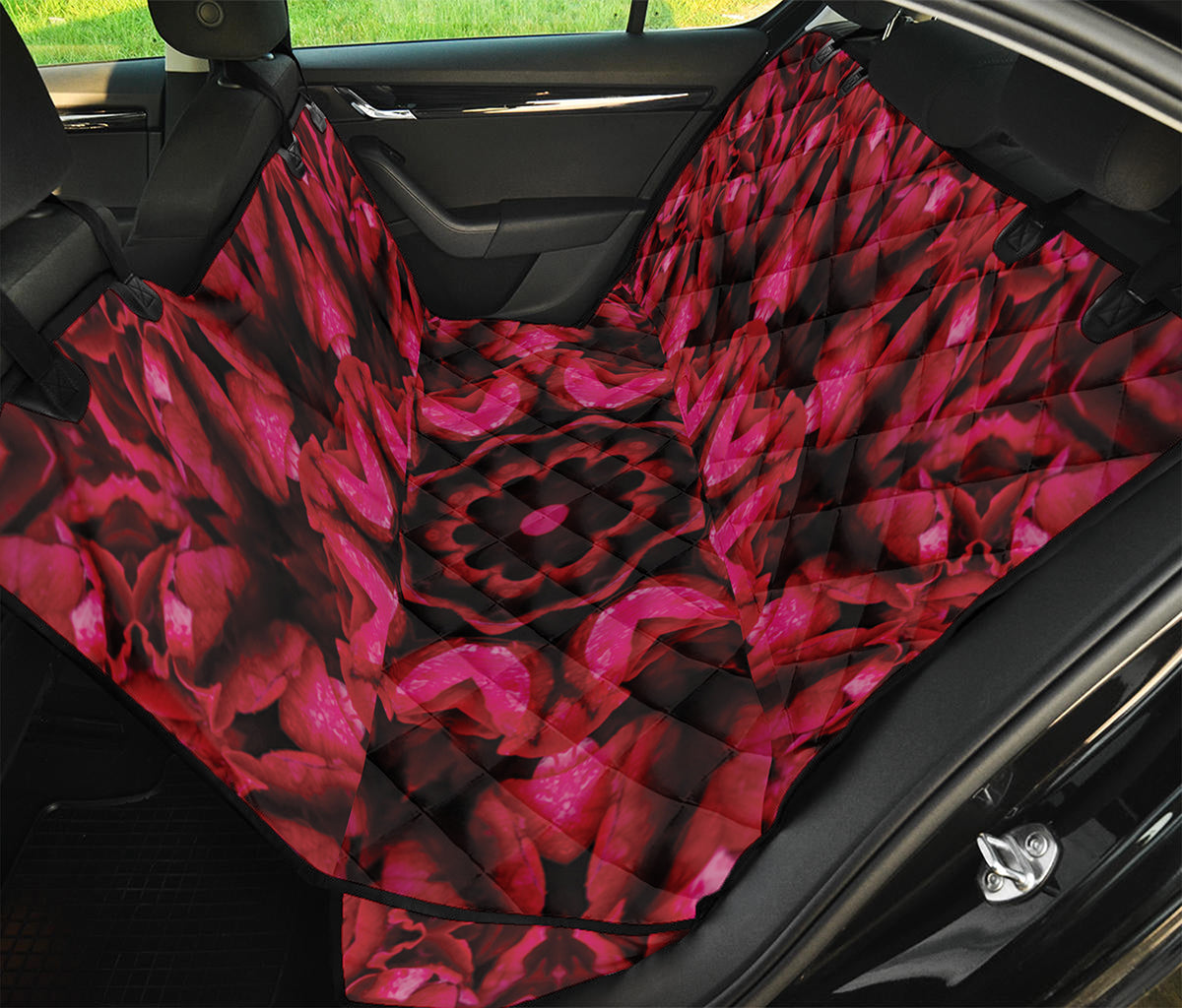 Pink Rose Kaleidoscope Print Pet Car Back Seat Cover
