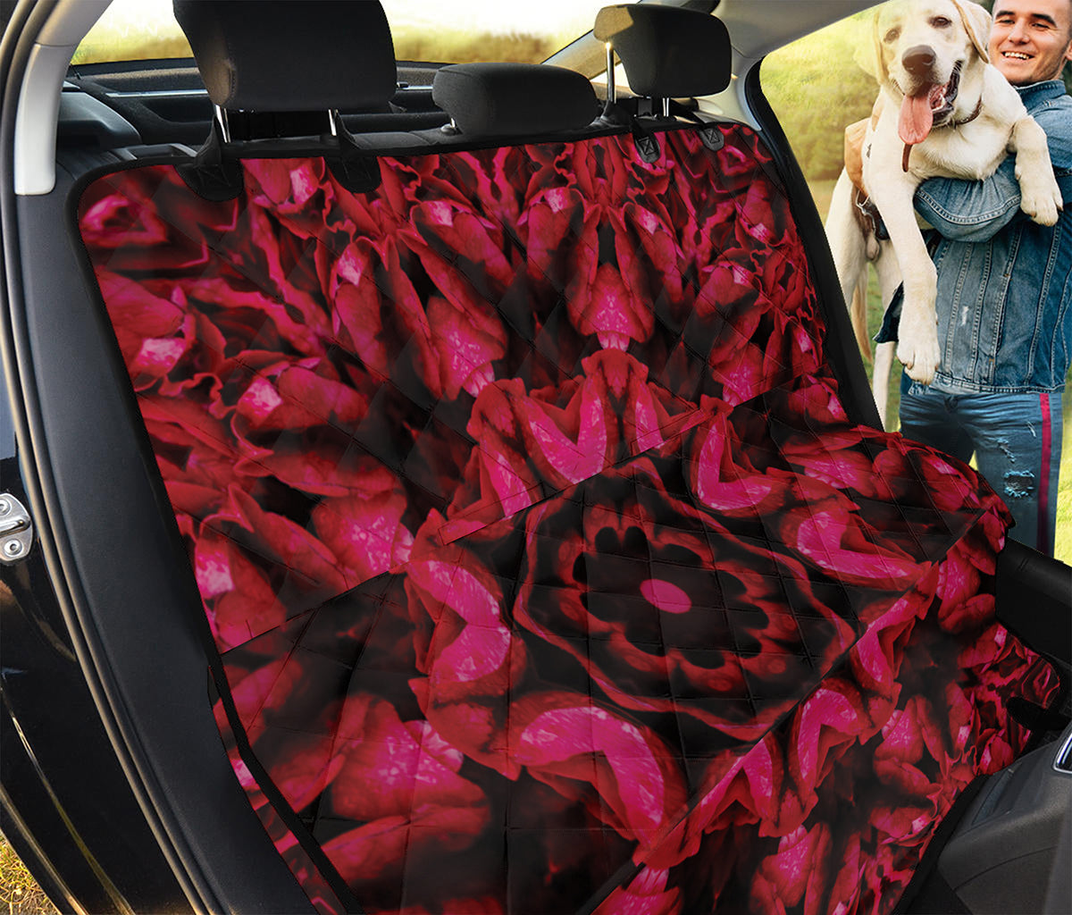 Pink Rose Kaleidoscope Print Pet Car Back Seat Cover