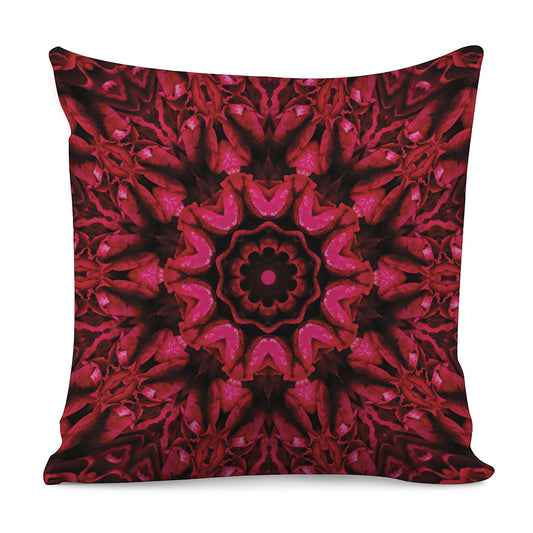 Pink Rose Kaleidoscope Print Pillow Cover