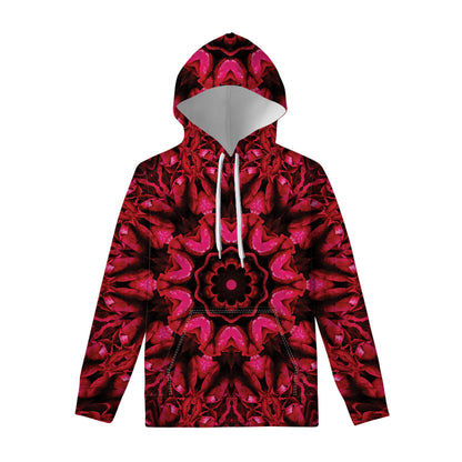 Pink Rose Kaleidoscope Print Pullover Hoodie