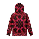 Pink Rose Kaleidoscope Print Pullover Hoodie