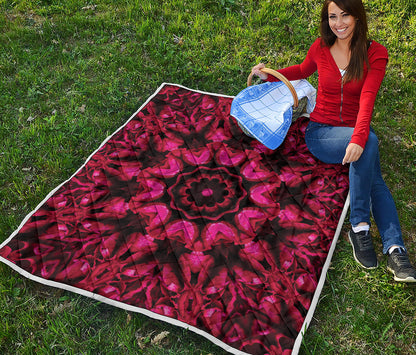 Pink Rose Kaleidoscope Print Quilt