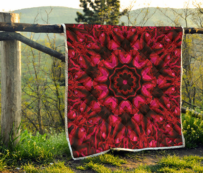 Pink Rose Kaleidoscope Print Quilt