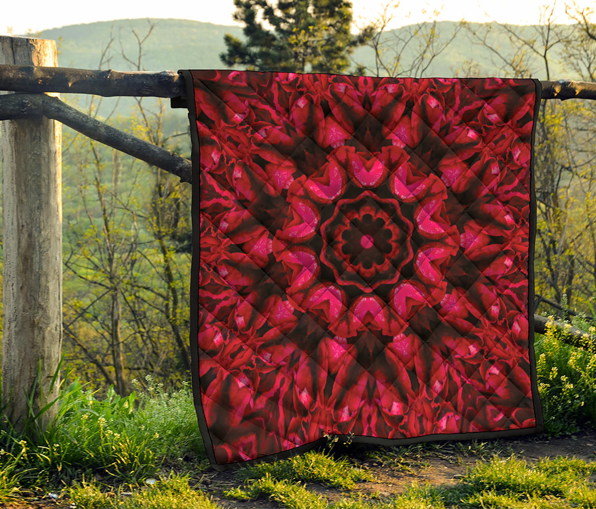 Pink Rose Kaleidoscope Print Quilt