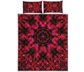 Pink Rose Kaleidoscope Print Quilt Bed Set