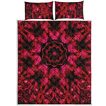 Pink Rose Kaleidoscope Print Quilt Bed Set