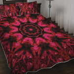 Pink Rose Kaleidoscope Print Quilt Bed Set