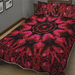 Pink Rose Kaleidoscope Print Quilt Bed Set