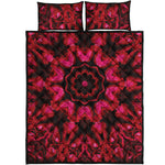Pink Rose Kaleidoscope Print Quilt Bed Set
