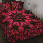 Pink Rose Kaleidoscope Print Quilt Bed Set